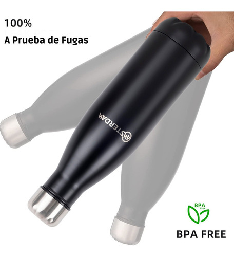 Imagen 4 de 5 de Botella Termica Doble Pared En Acero Inox 500 Ml - Amsterdam