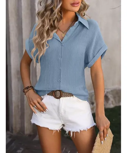 Camisa De Manga Corta Para Mujer, Formal E Informal
