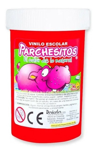 Vinilo Escolar Parchesitos Rojo Fluorescente X 125 Cc 