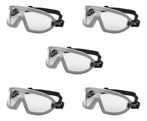 Kit 5 Óculos Proteção Epi Segurança Anti Embaçante Filtro Uv Cor da lente Incolor