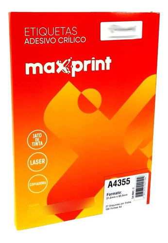 Etiqueta A4355 31,0mm X 63,5mm Maxprint Cor Branco