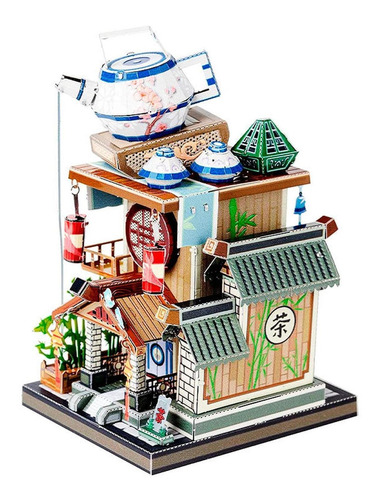 Casa De Te Oriental Tea House Shop Puzzle 3d De Metal