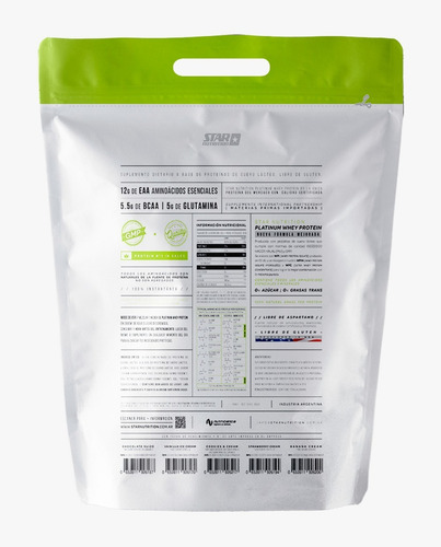 Suplemento en polvo Star Nutrition Platinum Whey Protein proteína sabor vanilla ice cream en sachet de 3kg