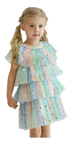 Vestido De Tul Con Estampado De Estrellas Para Niñas