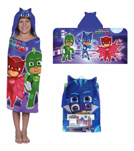 Toalla De Baño Y Playa Con Capucha Paw Patrol Y Más. Algodón Color Pj Mask / Heroes En Pijama