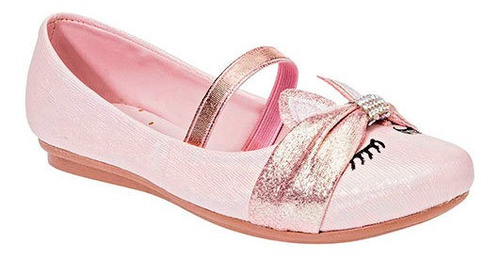 Flats Con Moño Miss Pink 018042 Color Oro Para Niña Tx6