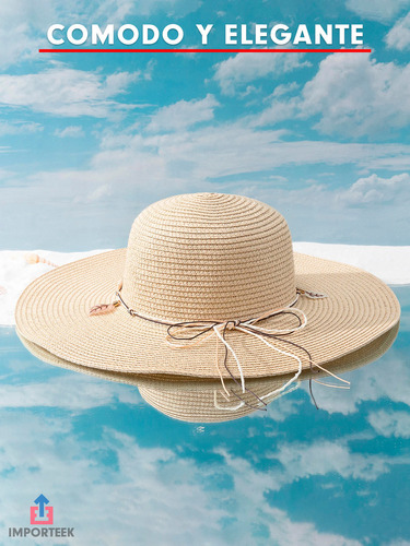Sombrero Ala Ancha Dama Mujer Verano Playa Proteccion Sol