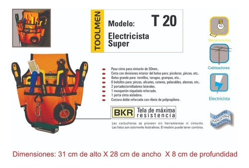 Imagen 2 de 9 de Cinturon Reforzado Porta Herramienta Toolmen T20 T35
