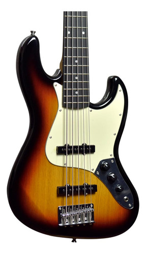 Escudo Tagima Tw73 de 5 cuerdas Sunburst Dark Scale Ash Shield, acabado corporal barnizado, orientación a la mano derecha