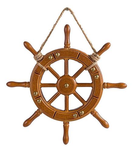 . Adorno De Pared De Timón De Barco De Madera 35 Cm