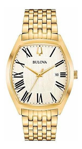 Relógio analógico de quartzo dourado Bulova 97b174 para homens