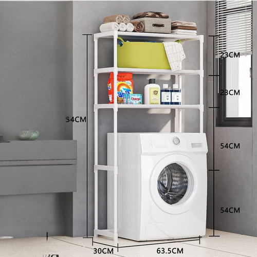 Organizador Rack Lavarropa Inodoro 3 Niveles Estantes Blanco Blanco