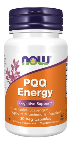 Pqq 20 mg de energía con Q10 B12, 30 cápsulas, sabor vitamínico Now Foods