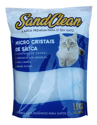 Areia Para Gatos Sílica Sand Clean Micro Cristais 1,6 Kg