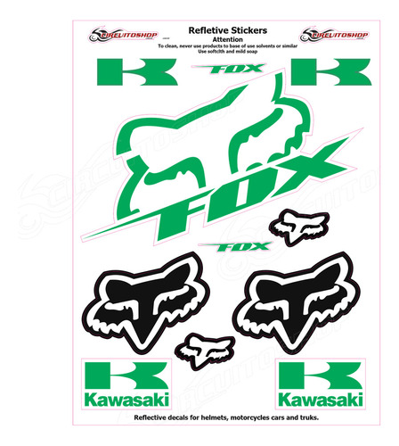 Adesivo Refletivo Moto Capacete Carro Kawasaki Fox Kx Klx