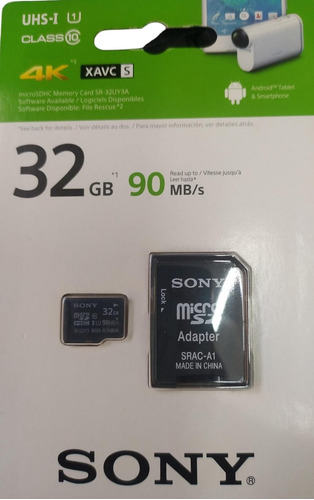 Memoria Micro Sd 32gb C10 90mb/s Sony 100% Original Sellado!