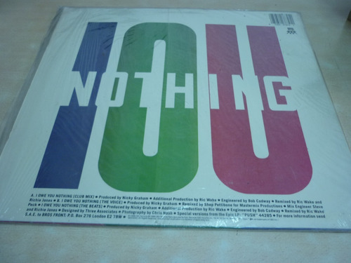 Bros I Owe You Nothing Vinilo 12 Americano Impecable (Usado)