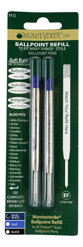 Recambio De Boligrafo Lapicera Parker Azul Negro 2-pack