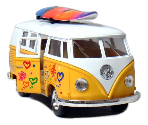 Juego De 4 Vehículos: 5 Vw Classic Van Flores Con Tabla D.