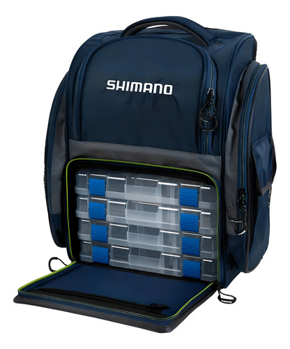 Mochila de pesca Shimano XL Lubg-15 con 4 fundas color azul