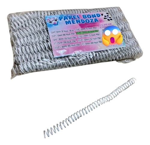 Espiral Plástico Para Engargolar Paso 3:1 Color Blanco 15 Mm Blanco