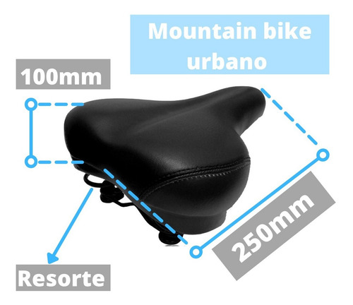 Imagen 2 de 7 de Asiento Para Bicicletas Cicloturismo Acolchado Con Resortes