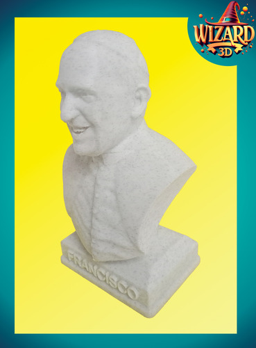 Busto Papa Francisco - Impresion 3d - Efecto Mármol - 20 Cm Granito - Marmol