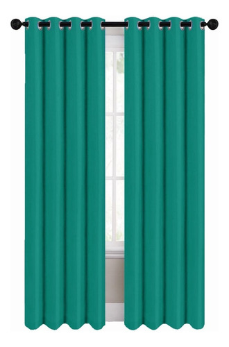 Cortinas Blackout 274cm Ancho X 213cm De Largo En 2 Paneles Color Verde Teal