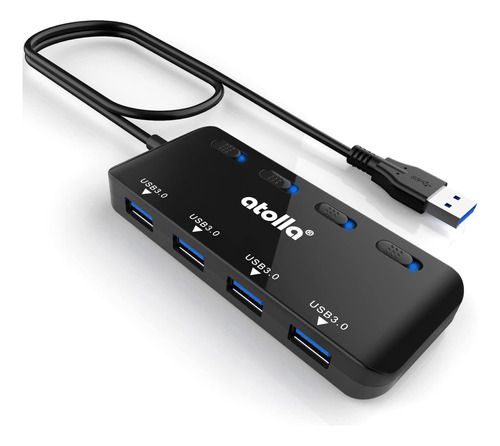 Usb Hub, 4-port Usb 3.0 Hub Splitter With 2 Ft Extended C...