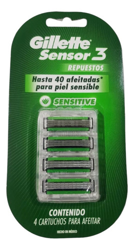 Repuestos Gillette Sensor3 Sensitive Con 4 Pz.