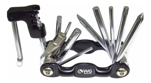 Imagem 1 de 3 de Kit Ferramentas Canivete Bike C/ Chave Corrente Wg 10 Funçõe