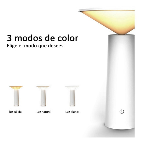 Lampara Velador Led Touch Regulable A Batería Carga Usb