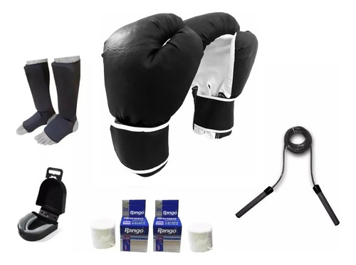 Oferta,kit Boxeo-kick,unisex, Guantes+tibiales+bucal+vendas