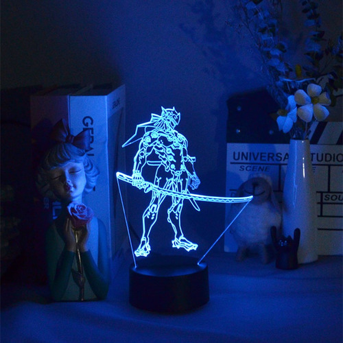 Figura De Juego Ow Shimada Genji Lámparas 3d Neon Led Rgb Ni