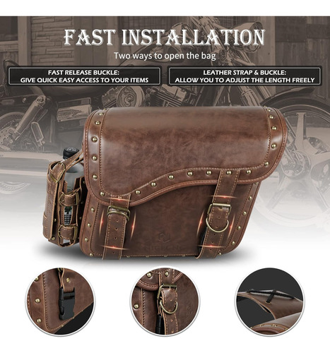 Alforjas Para Moto Nicecnc, Color Marron, 2 Unidades
