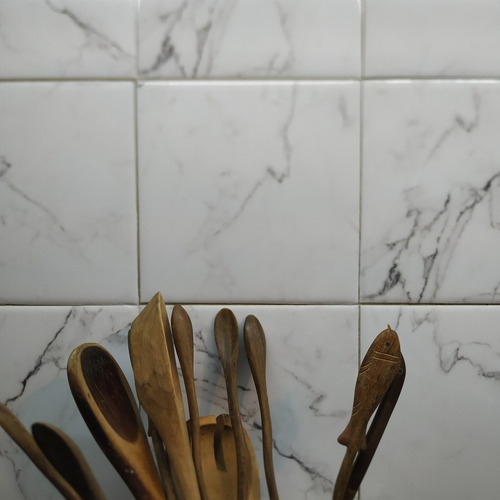 Imagen 3 de 4 de Lamina 1.20x0.60 Azulejos 15x15 Vinilo Autoadhesivo Mármol