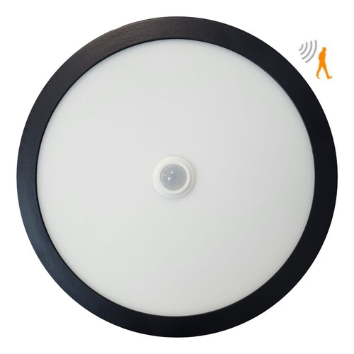 Pack 3 Panel Redondo Led Eco Sobrepuesto Negro Sensor 12w