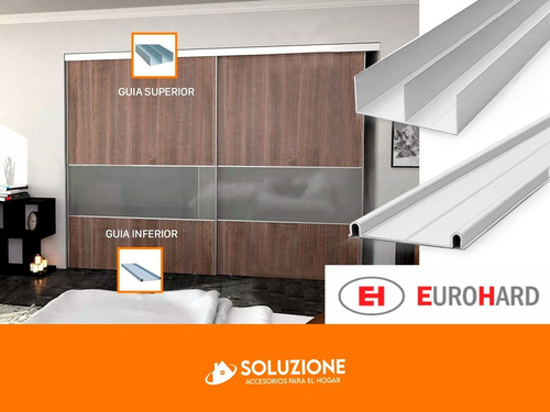 Perfil Superior + Inferior Aluminio 4 Metros Frente Placard
