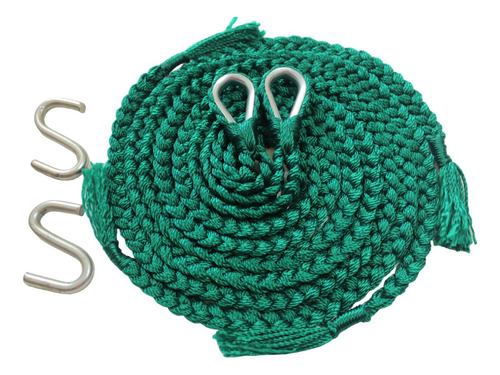 Soga Cuerda Para Hamaca Incluye Par De S Metalica Negra Color Verde Bandera Color