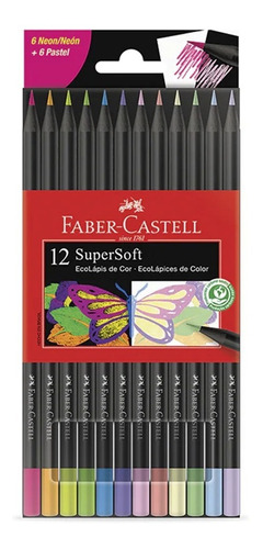 Set 12 Lápices De Color Neón-pastel Fabercastell Supersoft