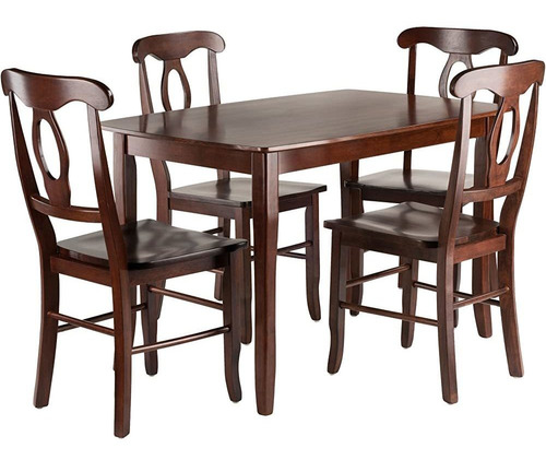 Winsome Inglewood 5-pc Set Table W / 4 Key Hole Back Chairs 