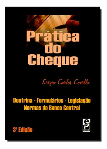 Prática Do Cheque, De Covello. Editora Edipro, Capa Dura Em Português