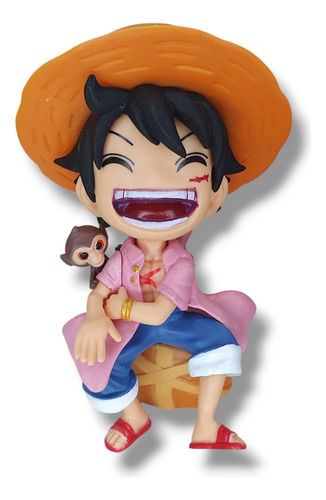 Figura Luffy Sonriendo Con Mono Sentado 15cm