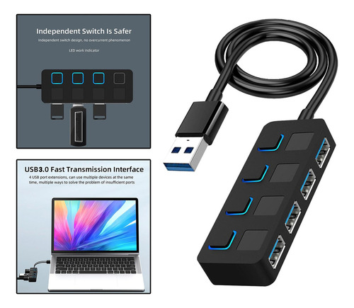 Hub Usb Portátil De 4 Puertos Usb 3.0 Hub De Datos