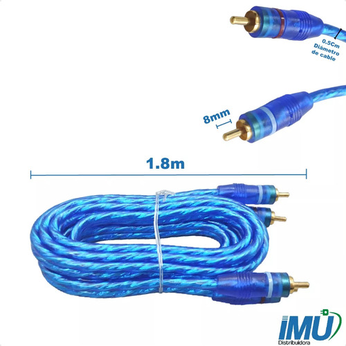 Cable Audio Rca 2 Plugs Macho A Macho Dorados 1.8m 080-087