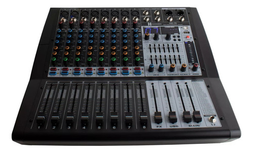 Mezcladora Amplificada 8 Canales 300w X 2, Interfase Usb, Bl