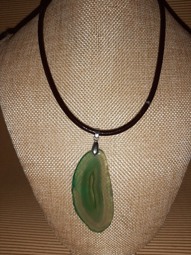 Collar De Agata Y Cordon De Cuero