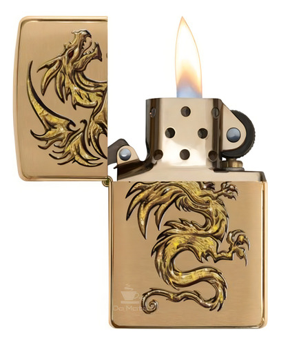 Isqueiro Zippo 29725 dragão dourado com fluido