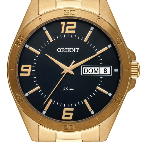 Relógio Orient Masculino Mgss2010 P2kx Dourado Cor do fundo Preto