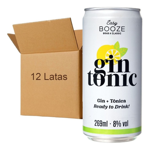 12x Drink Pronto Easy Booze Gin+tônica 269ml